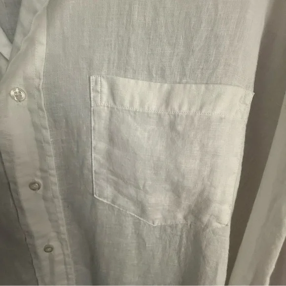 Frank & Eileen Women’s OS Mackenzie Italian Linen Button Up Top White Relaxed - Picture 4 of 9